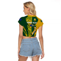(Custom Personalised) Australia Rugby and South Africa Rugby Raglan Cropped T Shirt Wallabies Mix Springboks Sporty - Wonder Print Shop