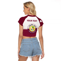(Custom Personalised) Qatar Raglan Cropped T Shirt Laeeb Mascot World Cup 2022 Welcome To Qatari - Wonder Print Shop
