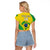 (Custom Text And Number) Brazil Football Raglan Cropped T Shirt Brasil Map Come On Canarinho Sporty Style - Wonder Print Shop