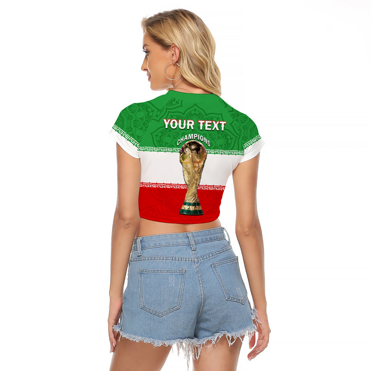(Custom Personalised) Iran Football Raglan Cropped T Shirt Team Melli Champions World Cup 2022 - Wonder Print Shop