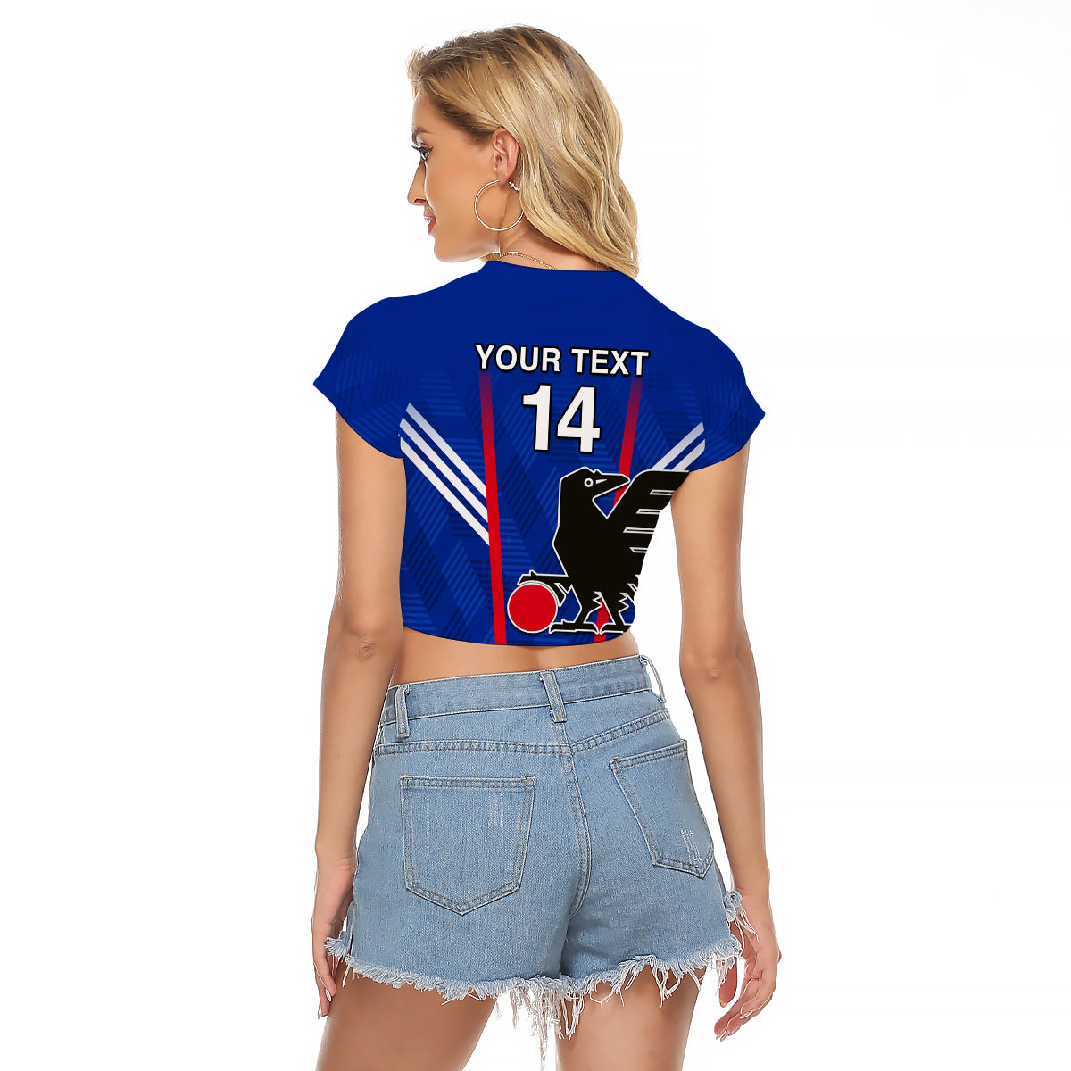 (Custom Text and Number) Japan Football Raglan Cropped T Shirt Samurai Blue World Cup 2022 - Wonder Print Shop