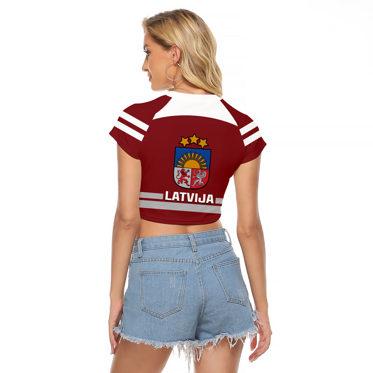 Latvia Hockey 2023 Raglan Cropped T Shirt Red Sporty Style - Wonder Print Shop