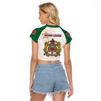 Morocco Football Raglan Cropped T Shirt Atlas Lions White World Cup 2022 - Wonder Print Shop
