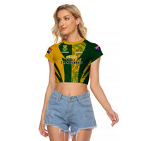 Australia Rugby and South Africa Rugby Raglan Cropped T Shirt Wallabies Mix Springboks Sporty - Wonder Print Shop