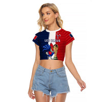 (Custom Text And Number) France Football Raglan Cropped T Shirt Les Bleus Champions World Cup 2022 - Wonder Print Shop