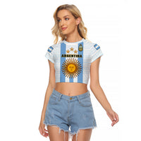 Argentina Football Raglan Cropped T Shirt World Cup La Albiceleste 3rd Champions Proud - Wonder Print Shop