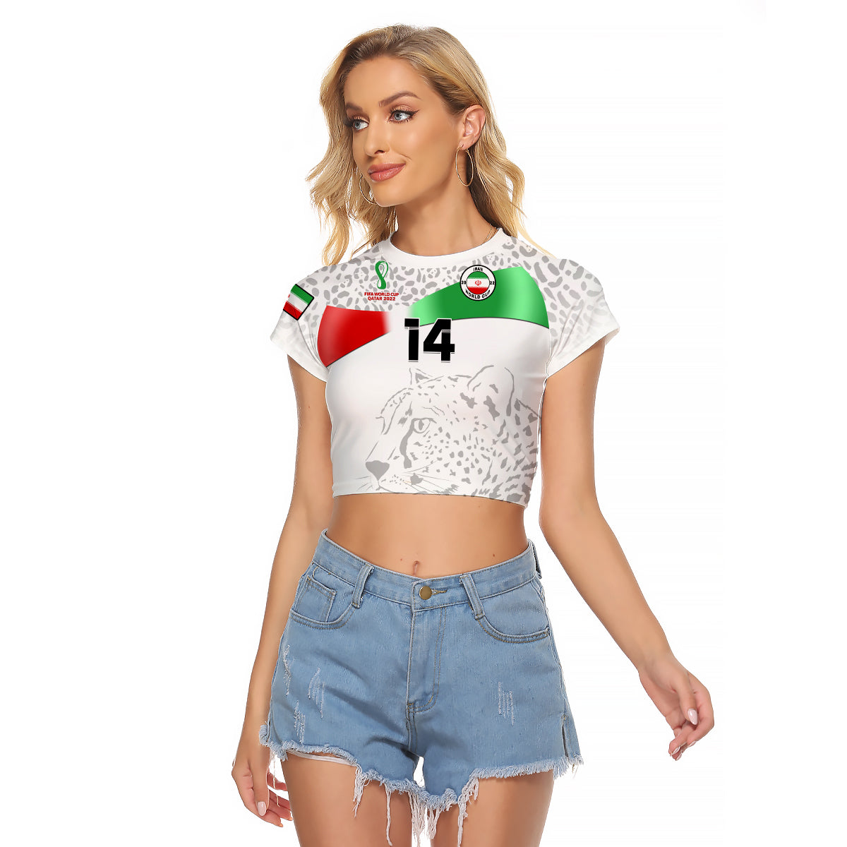 (Custom Text And Number) Iran Football Raglan Cropped T Shirt Team Melli World Cup 2022 - Wonder Print Shop