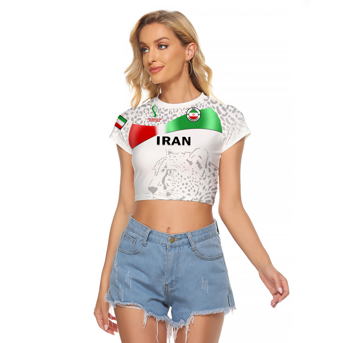 Iran Football Raglan Cropped T Shirt Team Melli World Cup 2022 - Wonder Print Shop