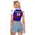 (Custom Text And Number) Croatia Football Raglan Cropped T Shirt Hrvatska Checkerboard Blue Version - Wonder Print Shop