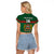 (Custom Text And Number) Morocco Football Raglan Cropped T Shirt World Cup 2022 Green Moroccan Pattern - Wonder Print Shop