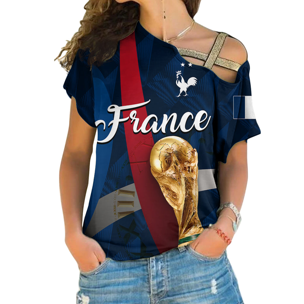 (Custom Personalised) France Football World Cup 2022 Cross Shoulder Shirt - LT2