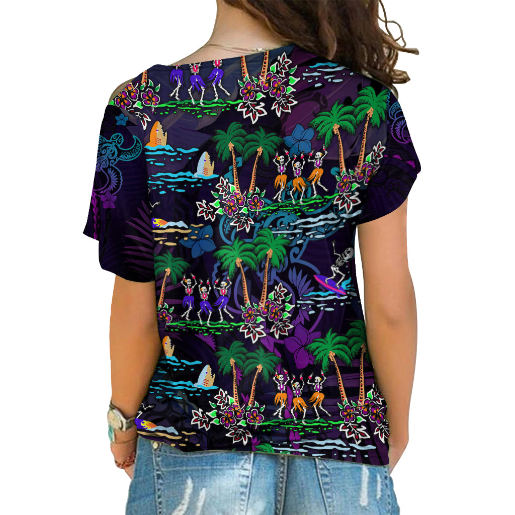 hawaii-skeleton-dancing-cross-shoulder-shirt-halloween-hawaiian-turtle-lt13