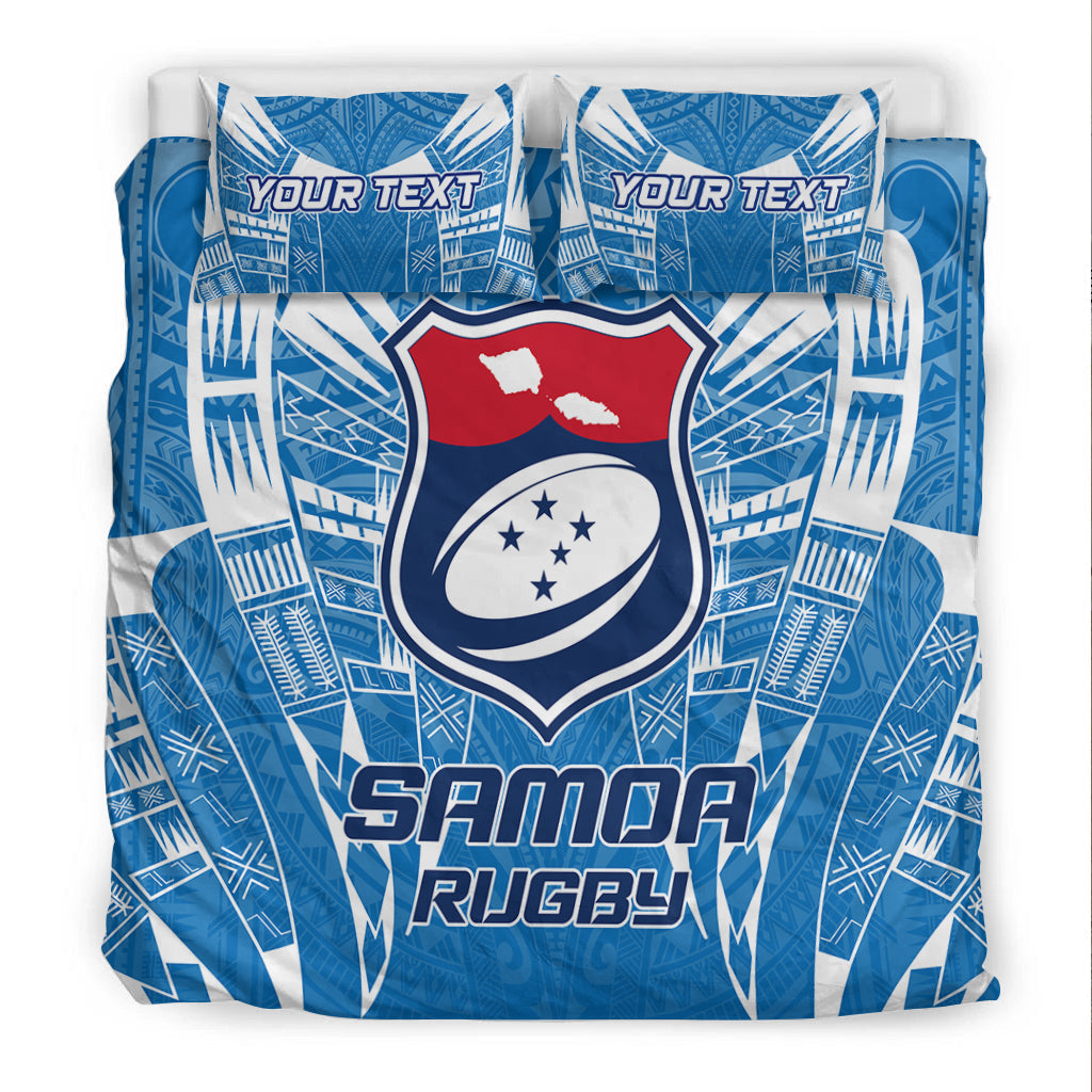 Custom Personalised Samoa Rugby Toa Samoa Blue Style Bedding Set - LT2 - Wonder Print Shop