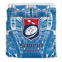 Custom Personalised Samoa Rugby Toa Samoa Blue Style Bedding Set - LT2 - Wonder Print Shop