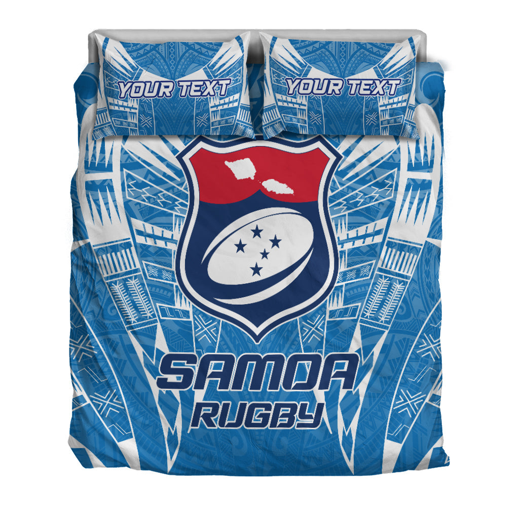 Custom Personalised Samoa Rugby Toa Samoa Blue Style Bedding Set - LT2 - Wonder Print Shop