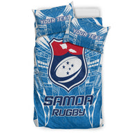 Custom Personalised Samoa Rugby Toa Samoa Blue Style Bedding Set - LT2 - Wonder Print Shop