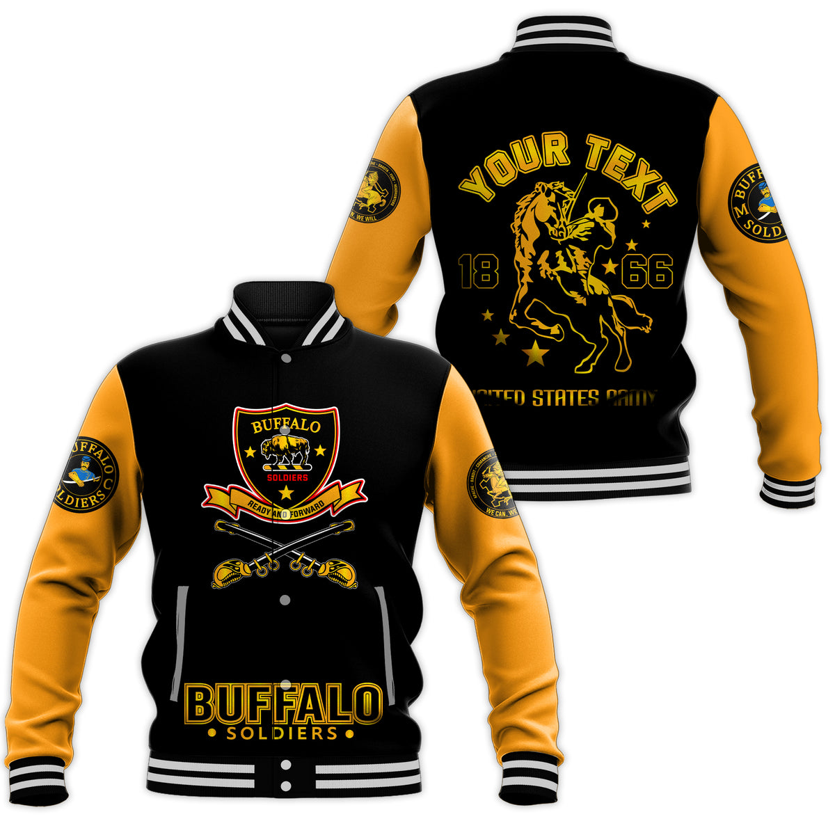 (Custom Personalised) Buffalo Soldiers African American Legend Of The Black Soldiers Baseball Jacket - LT2 - Wonder Print Shop