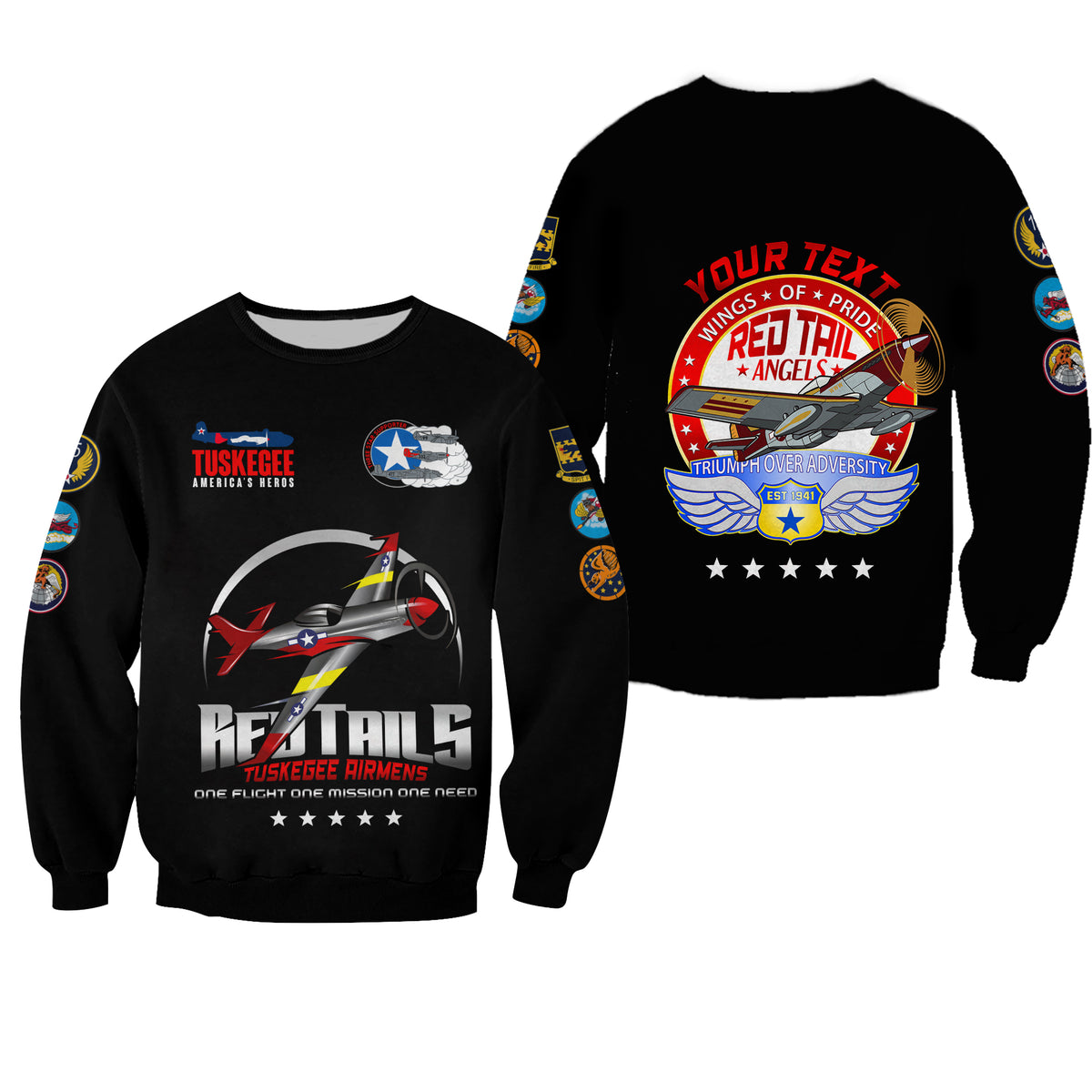 ( Custom Personalised) Tuskegee Airmens Red Tails African American Heros Sweatshirt - LT2 - Wonder Print Shop