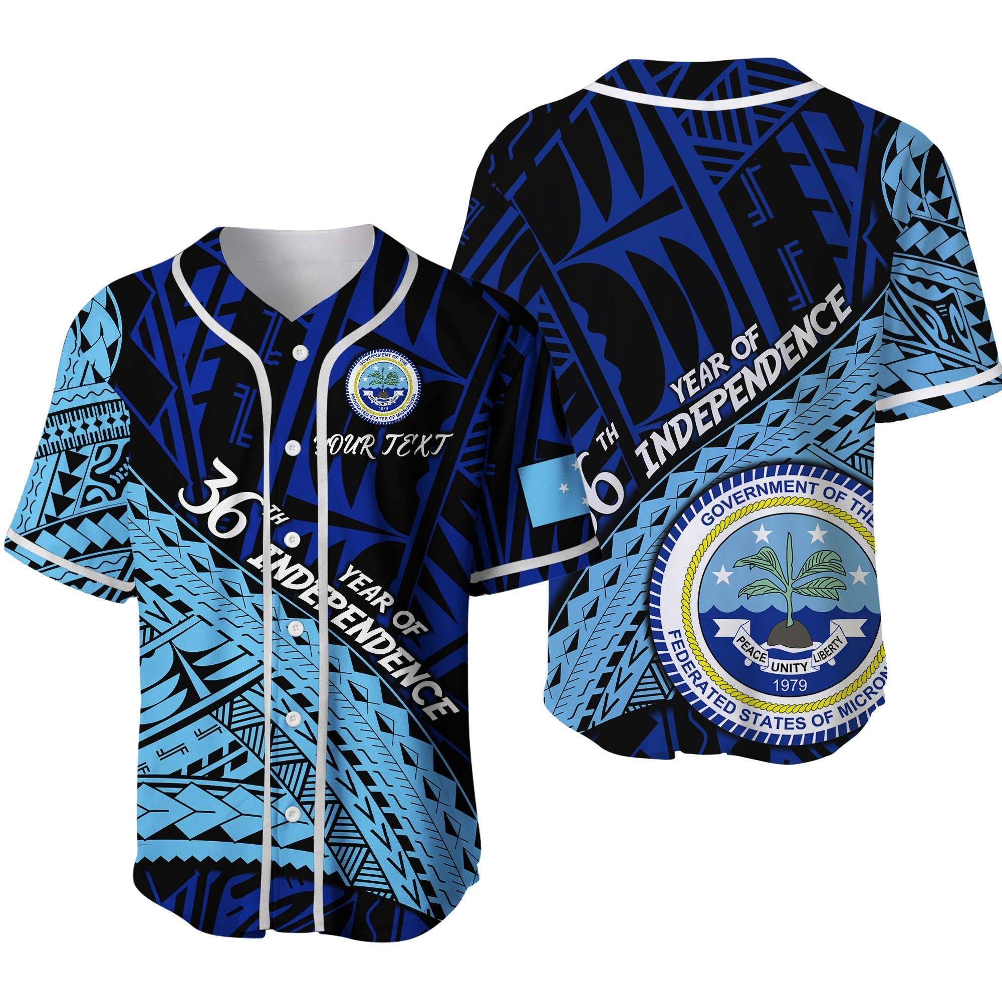 Custom Personalised FSM 36th Year Of Independence Baseball Jersey - LT2 - Wonder Print Shop
