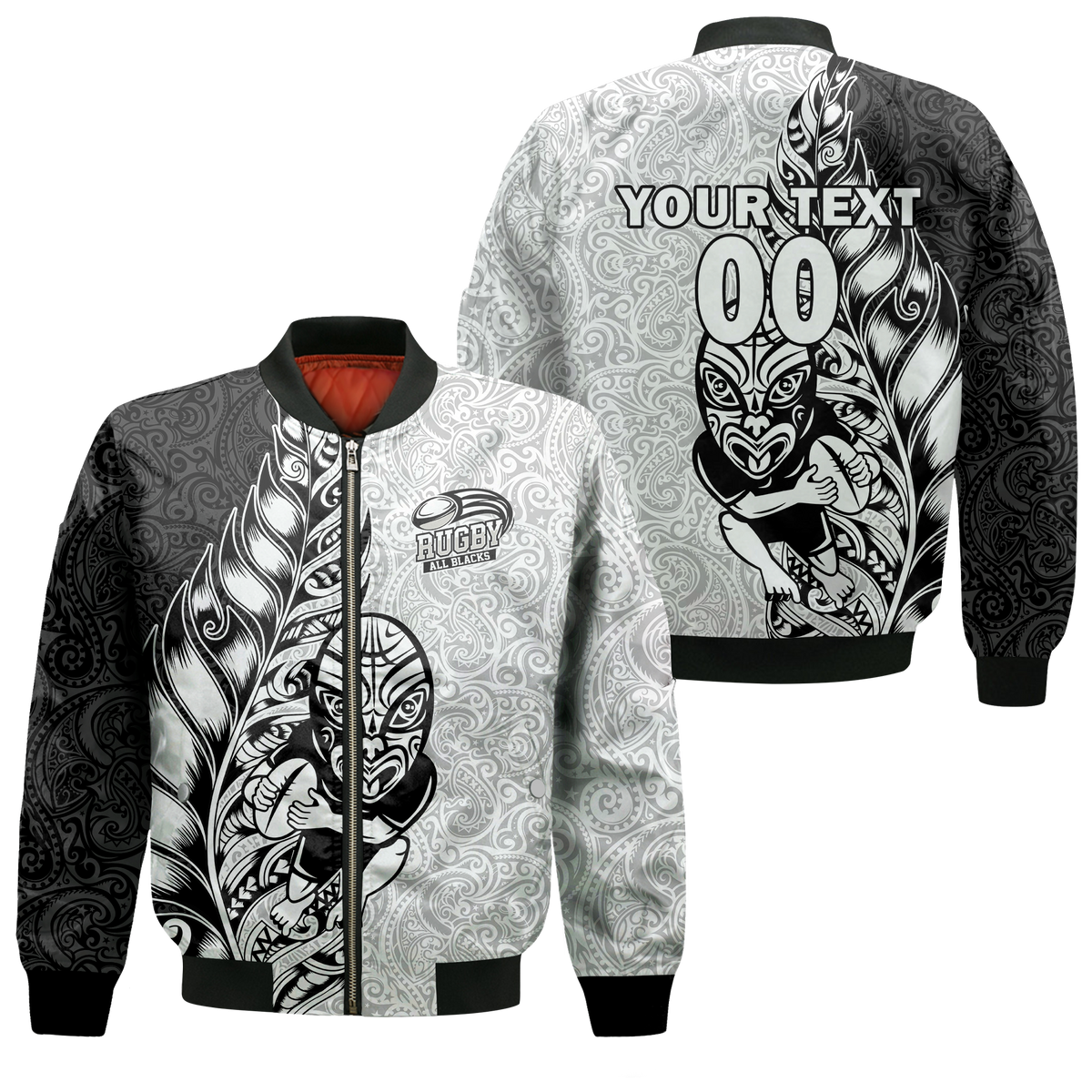 Custom Personalised New Zealand Maori All Black Rugby Bomber Jacket LT2 - Wonder Print Shop