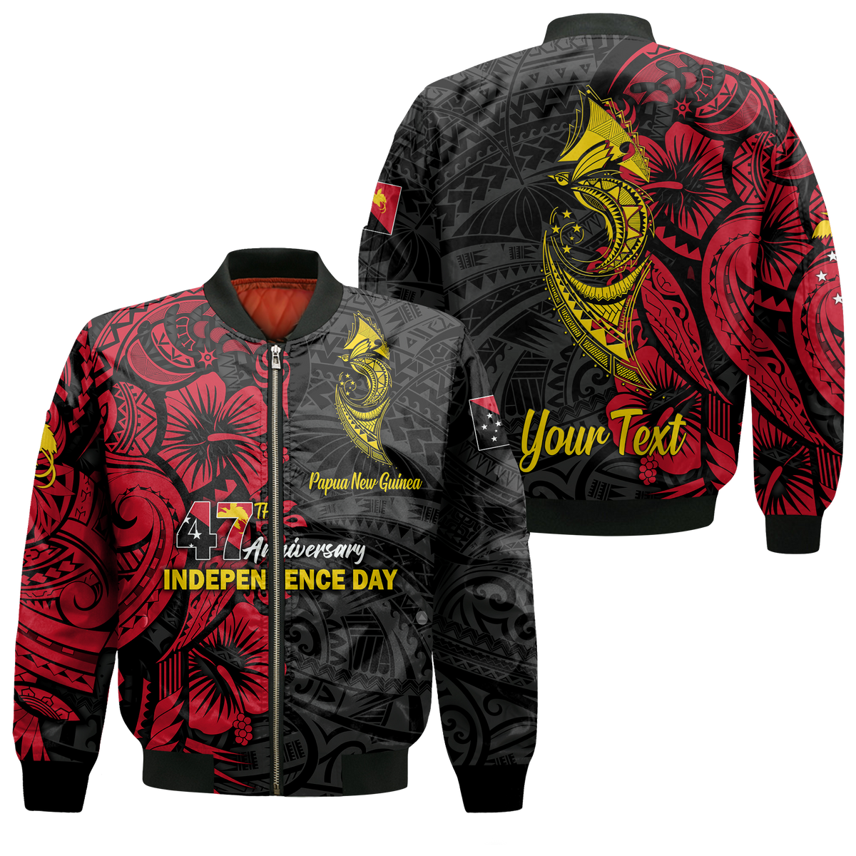 Custom Personalised Papua New Guinea 47th Independence Day Bird Of Paradise Bomber Jacket - LT2 - Wonder Print Shop