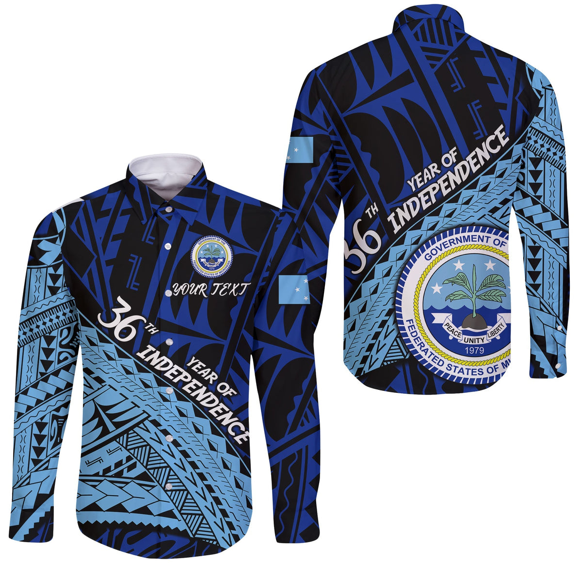 Custom Personalised FSM 36th Year Of Independence Long Sleeve Button Shirt LT2 - Wonder Print Shop