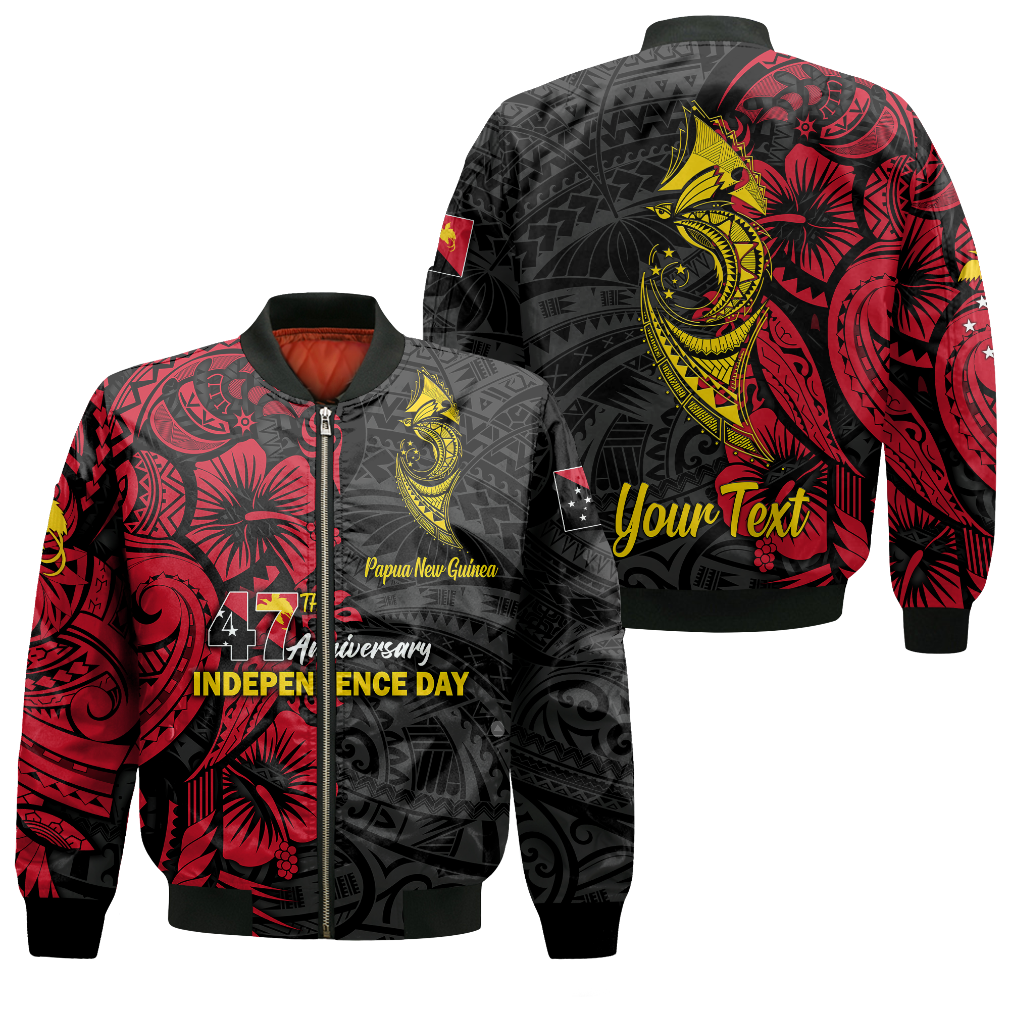Custom Personalised Papua New Guinea 47th Independence Day Bird Of Paradise Bomber Jacket - LT2 - Wonder Print Shop