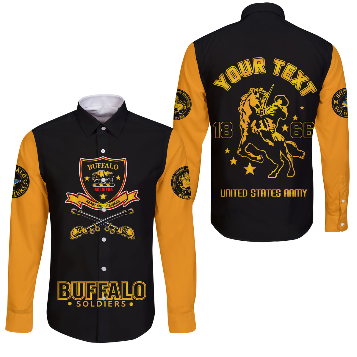 ( Custom Personalized ) Buffalo Soldiers African American Legend Of The Black Soldiers Long Sleeve Button Shirt - LT2 - Wonder Print Shop