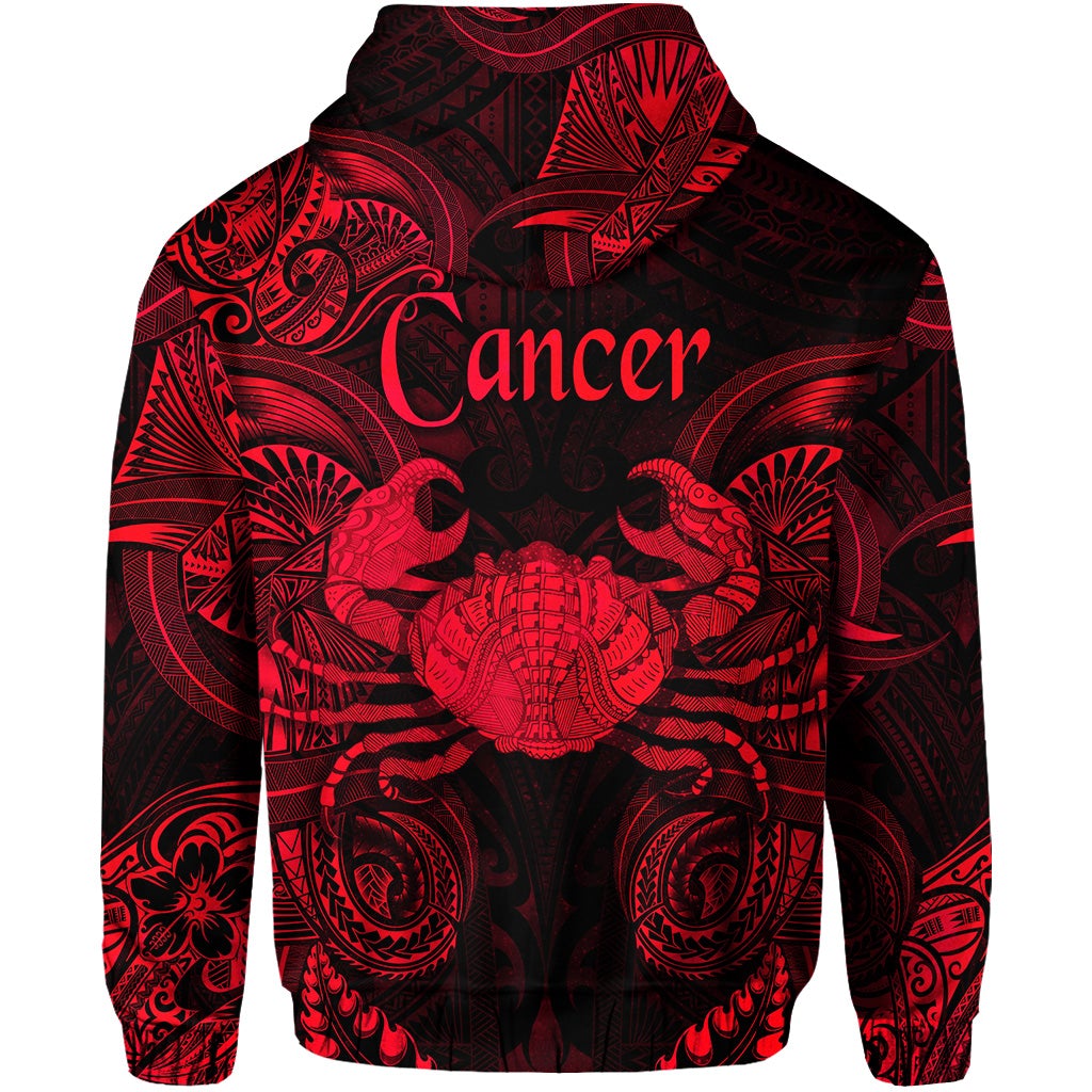 Cancer Zodiac Polynesian Zip Hoodie Unique Style Red LT8 - Wonder Print Shop