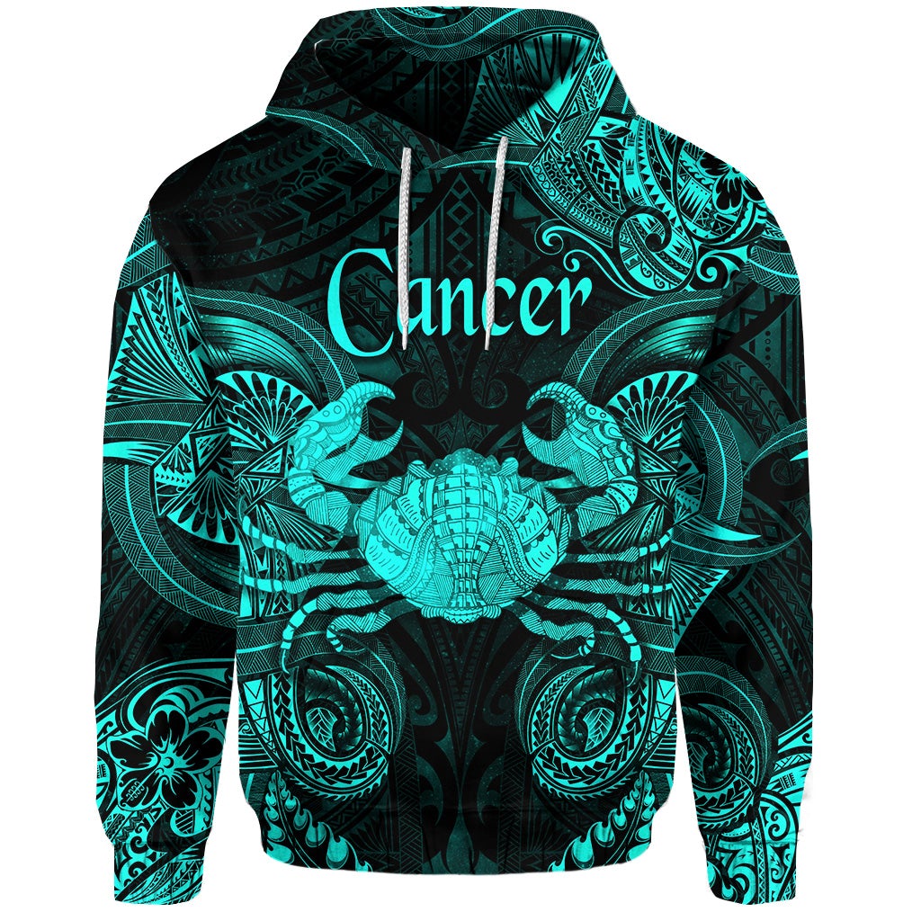 Custom Cancer Zodiac Polynesian Hoodie Unique Style Turquoise LT8 - Wonder Print Shop