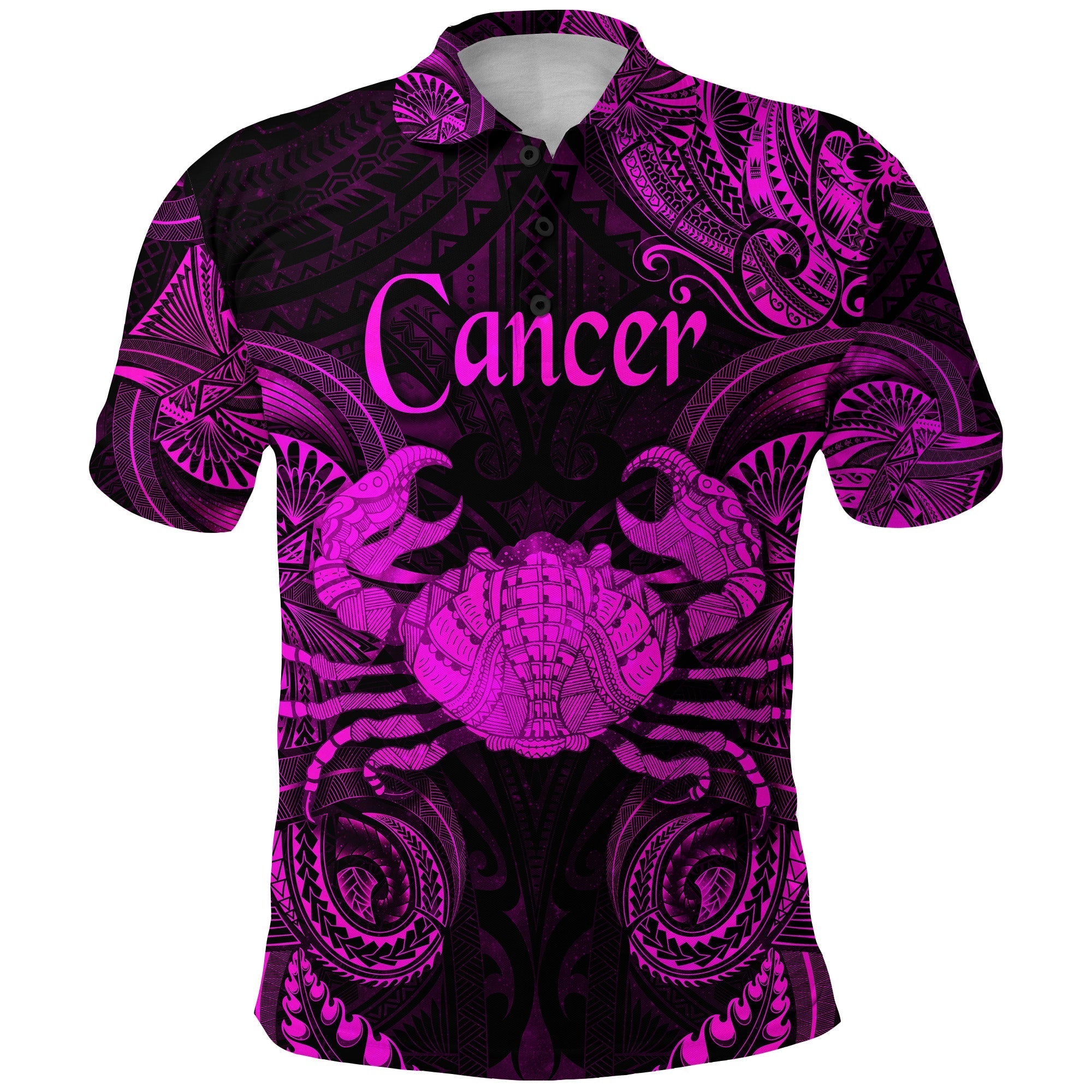 custom-personalised-cancer-zodiac-polynesian-polo-shirt-unique-style-pink