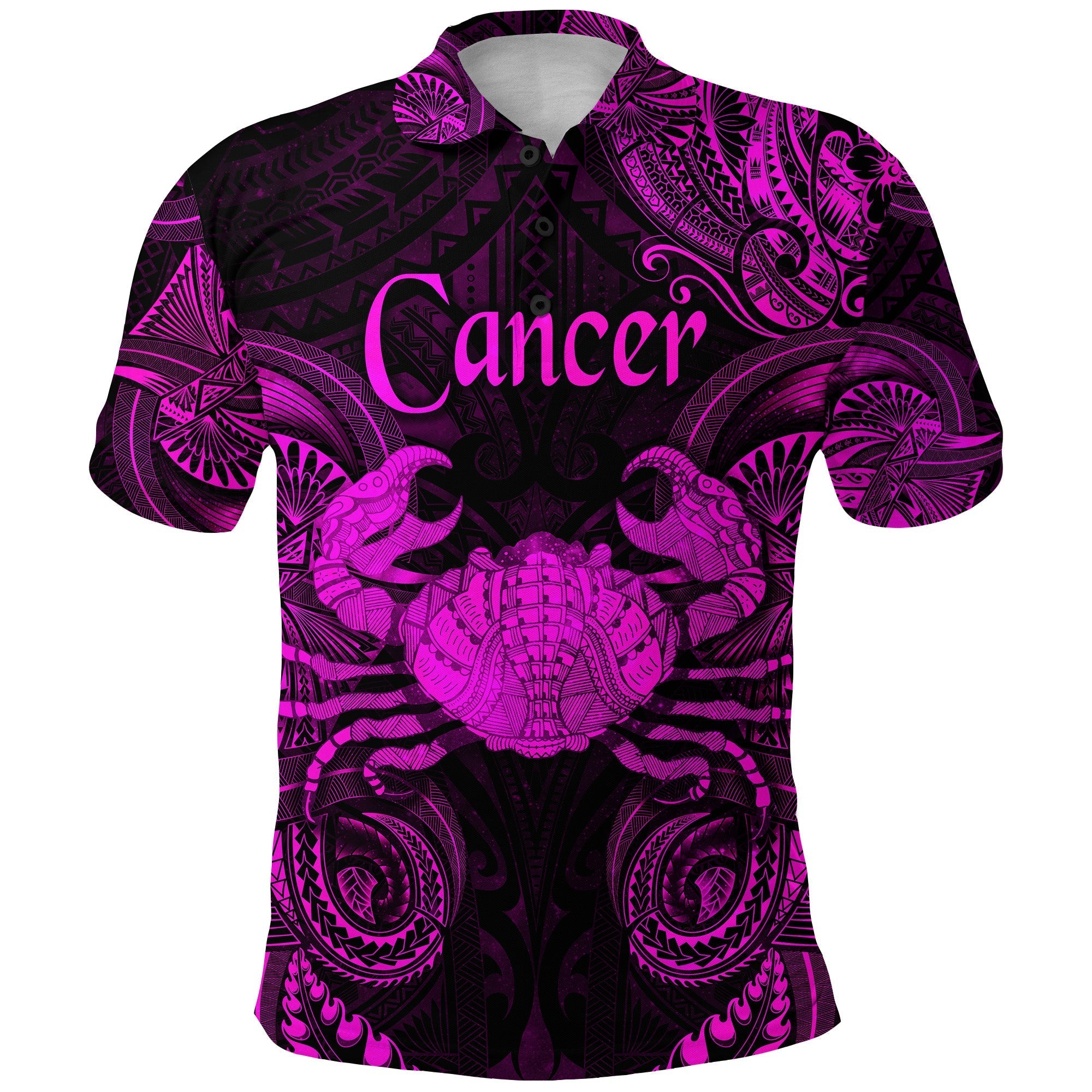 Custom Cancer Zodiac Polynesian Polo Shirt Unique Style Pink LT8 - Wonder Print Shop
