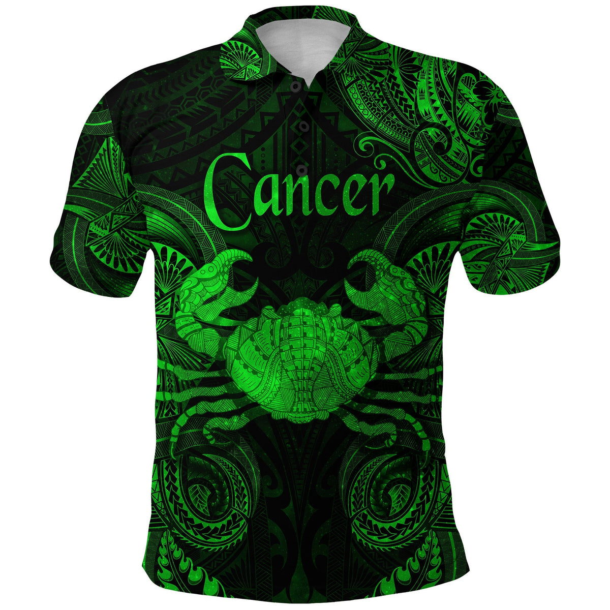 Custom Cancer Zodiac Polynesian Polo Shirt Unique Style Green LT8 - Wonder Print Shop