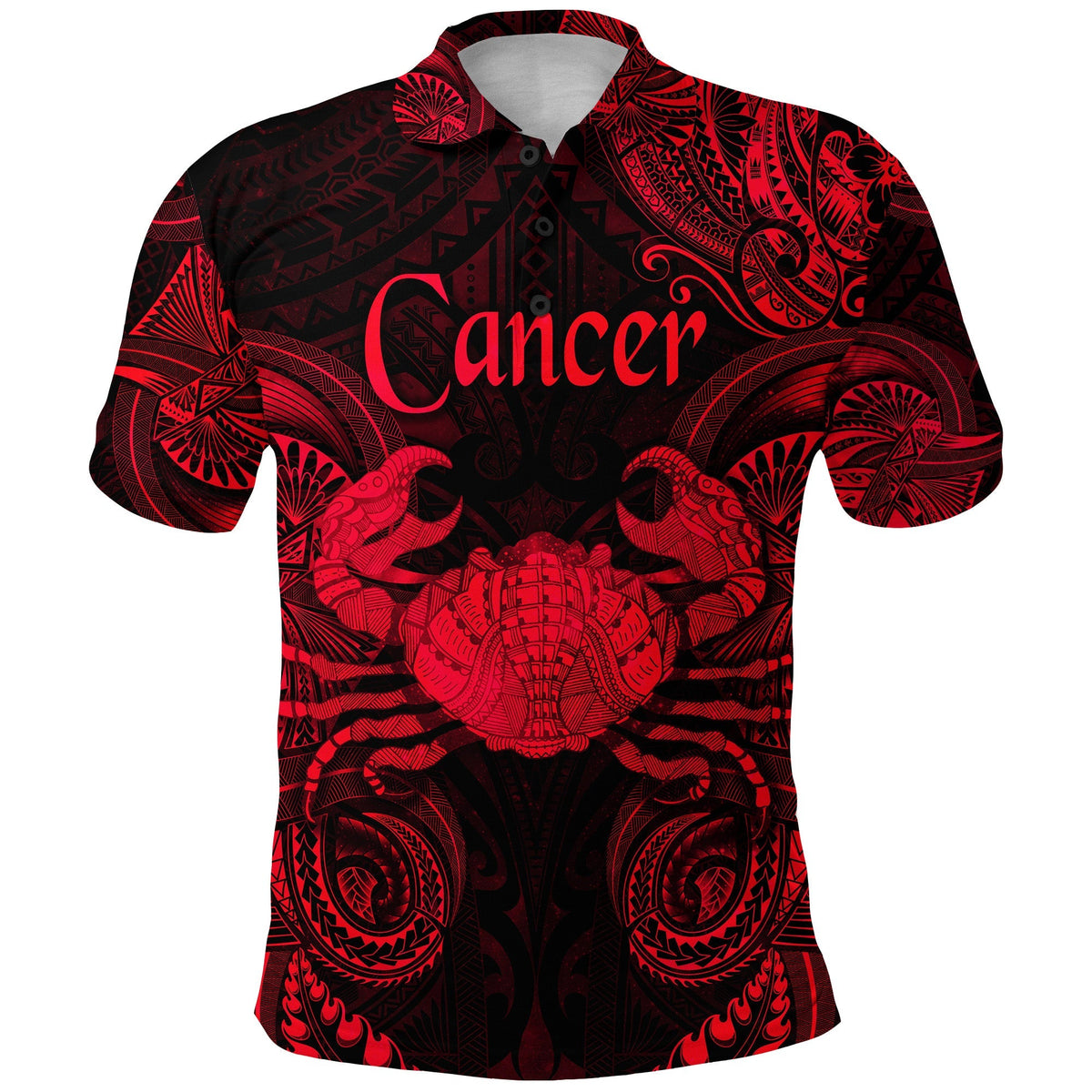 Custom Cancer Zodiac Polynesian Polo Shirt Unique Style Red LT8 - Wonder Print Shop
