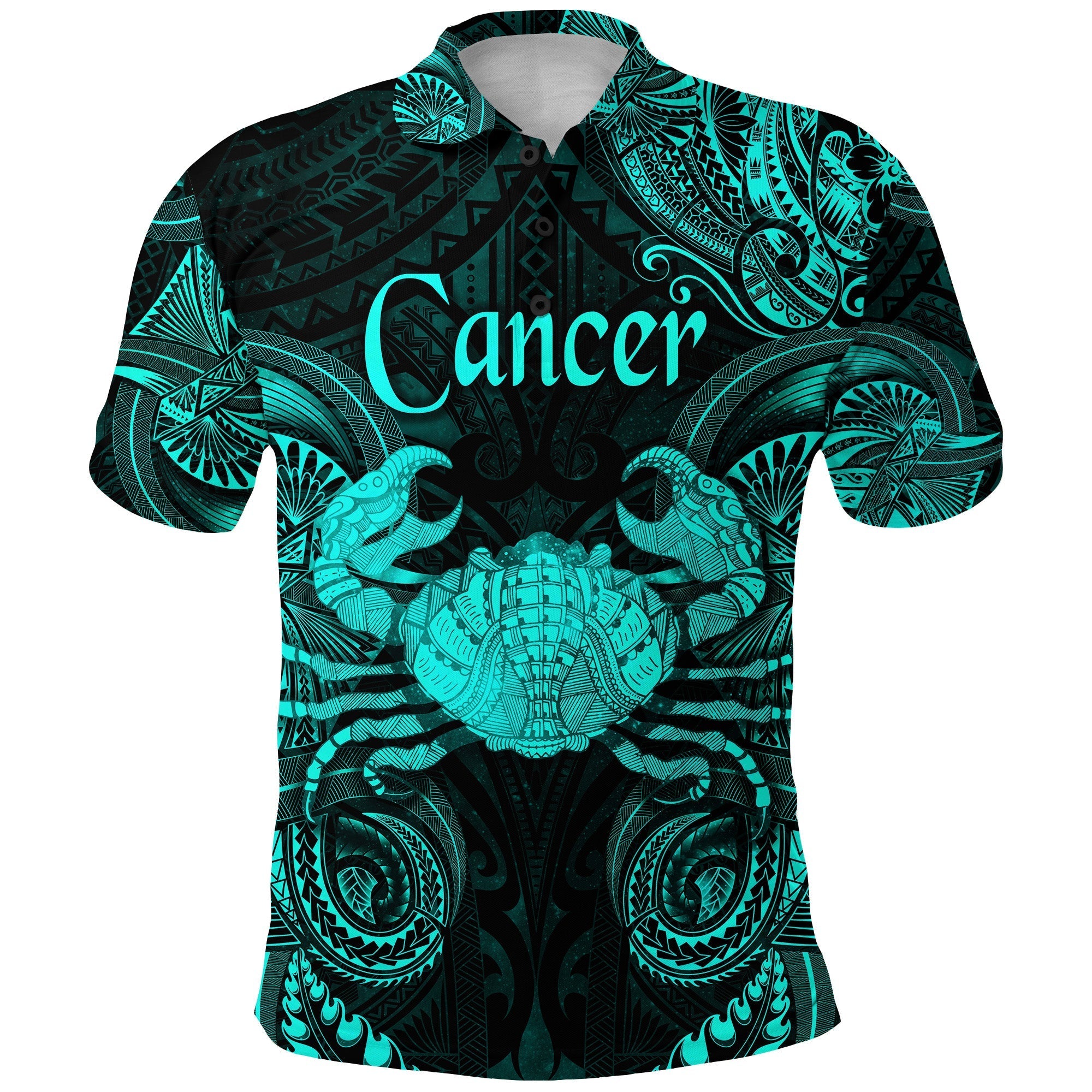 Custom Cancer Zodiac Polynesian Polo Shirt Unique Style Turquoise LT8 - Wonder Print Shop