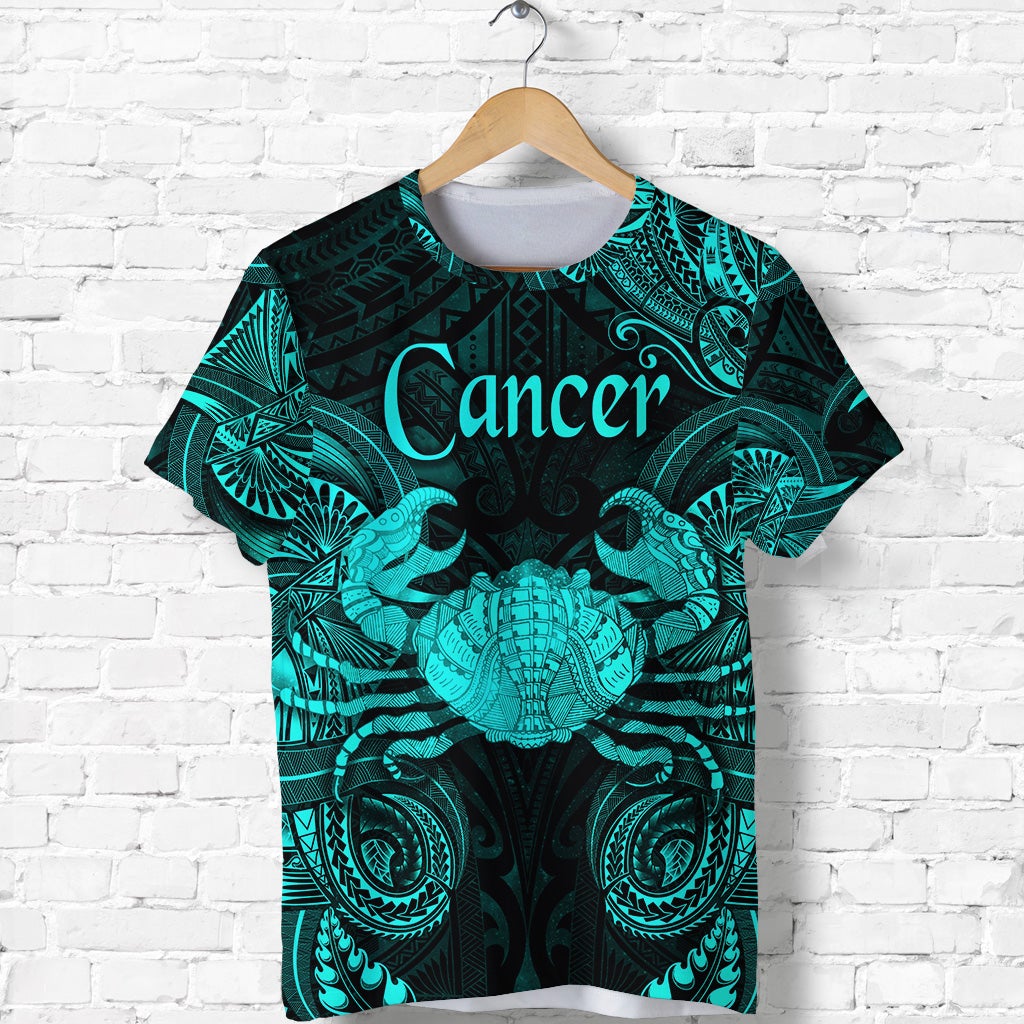 Cancer Zodiac Polynesian T Shirt Unique Style Turquoise LT8 - Wonder Print Shop