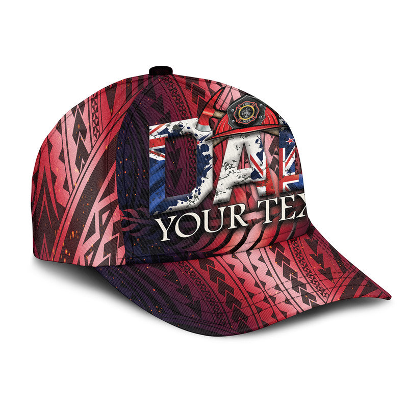 custom-personalised-fathers-day-new-zealand-firefighter-dad-classic-cap-maori-pattern