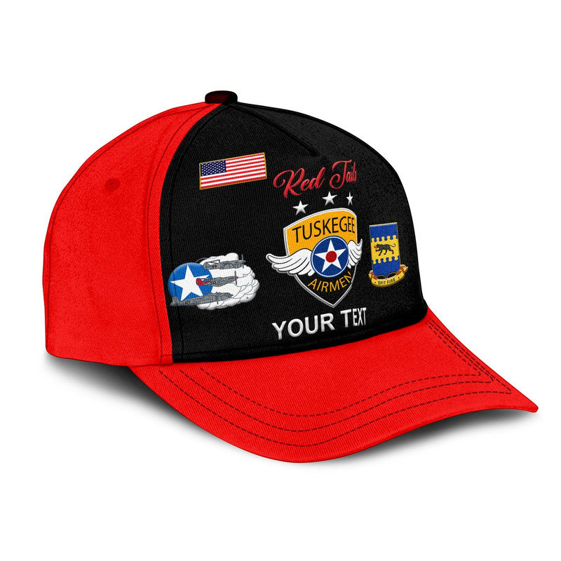 custom-personalised-tuskegee-airmen-classic-cap-the-red-tails-simplified-vibes-black-red