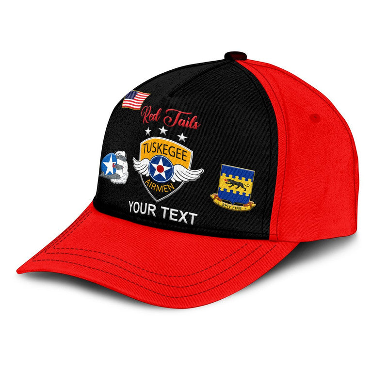custom-personalised-tuskegee-airmen-classic-cap-the-red-tails-simplified-vibes-black-red