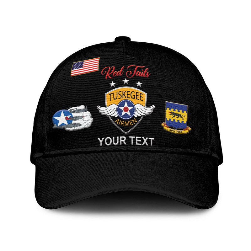custom-personalised-tuskegee-airmen-classic-cap-the-red-tails-simplified-vibes-black