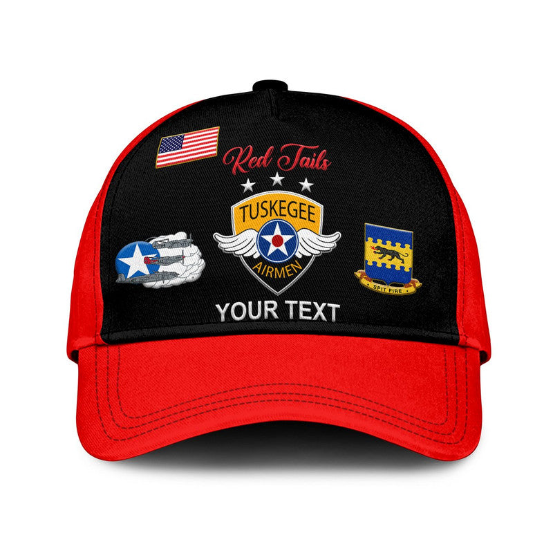 custom-personalised-tuskegee-airmen-classic-cap-the-red-tails-simplified-vibes-black-red