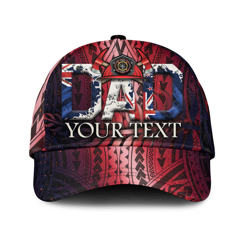 custom-personalised-fathers-day-new-zealand-firefighter-dad-classic-cap-maori-pattern