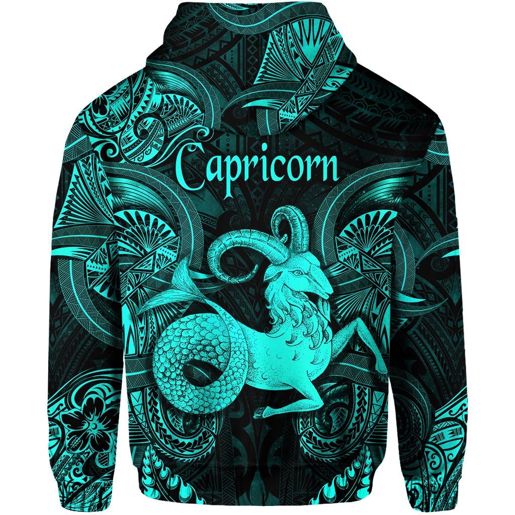 Capricorn Zodiac Polynesian Hoodie Unique Style Turquoise LT8 - Wonder Print Shop