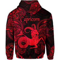Capricorn Zodiac Polynesian Hoodie Unique Style Red LT8 - Wonder Print Shop
