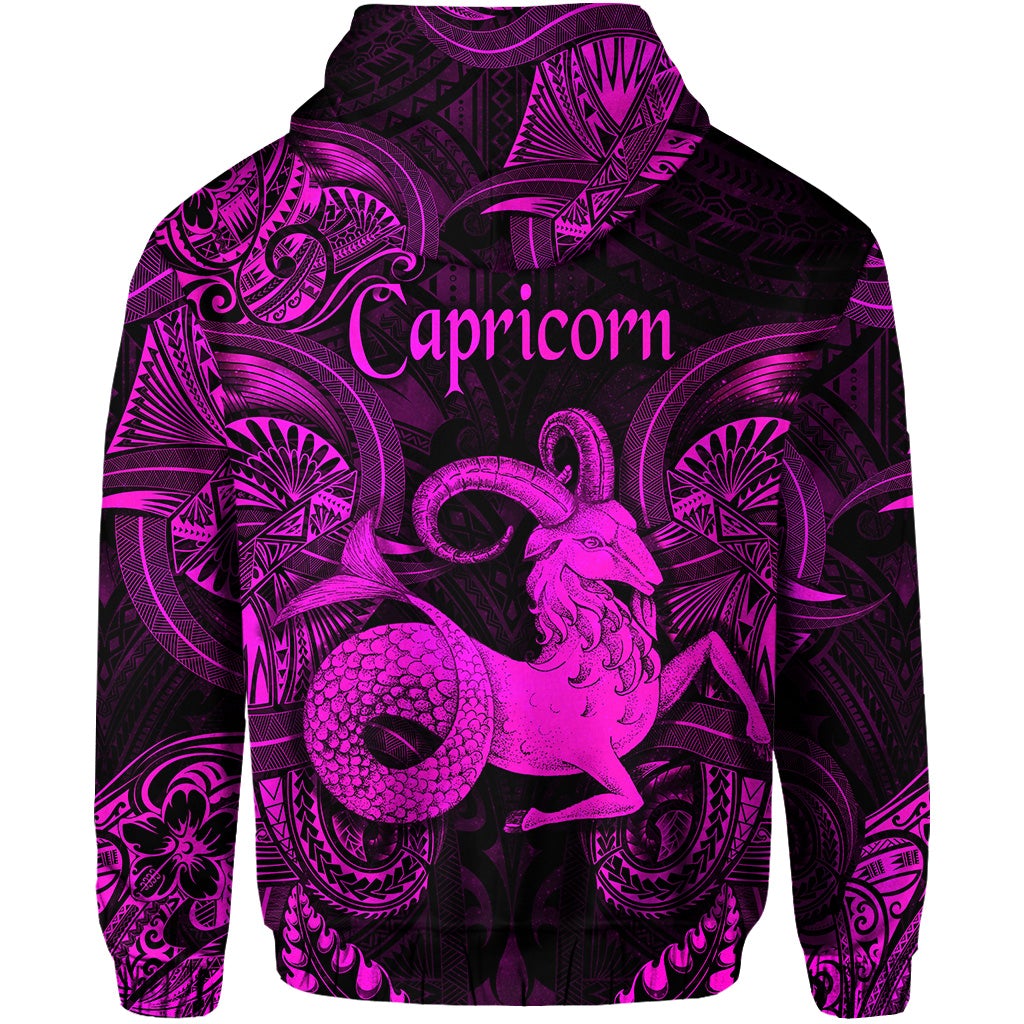 Capricorn Zodiac Polynesian Hoodie Unique Style Pink LT8 - Wonder Print Shop