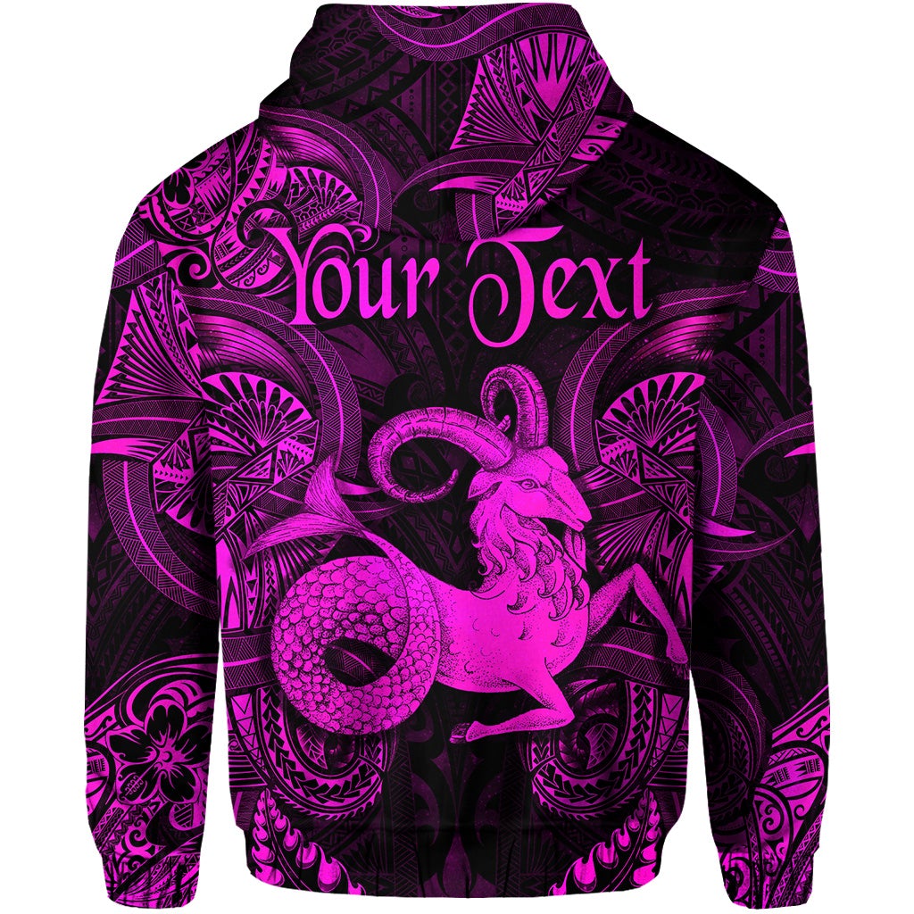 Zip-Hoodie Rückseite mit „Your Text“, Capricorn polynesische Ornamente