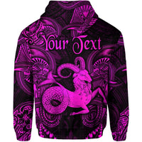 Zip-Hoodie Rückseite mit „Your Text“, Capricorn polynesische Ornamente