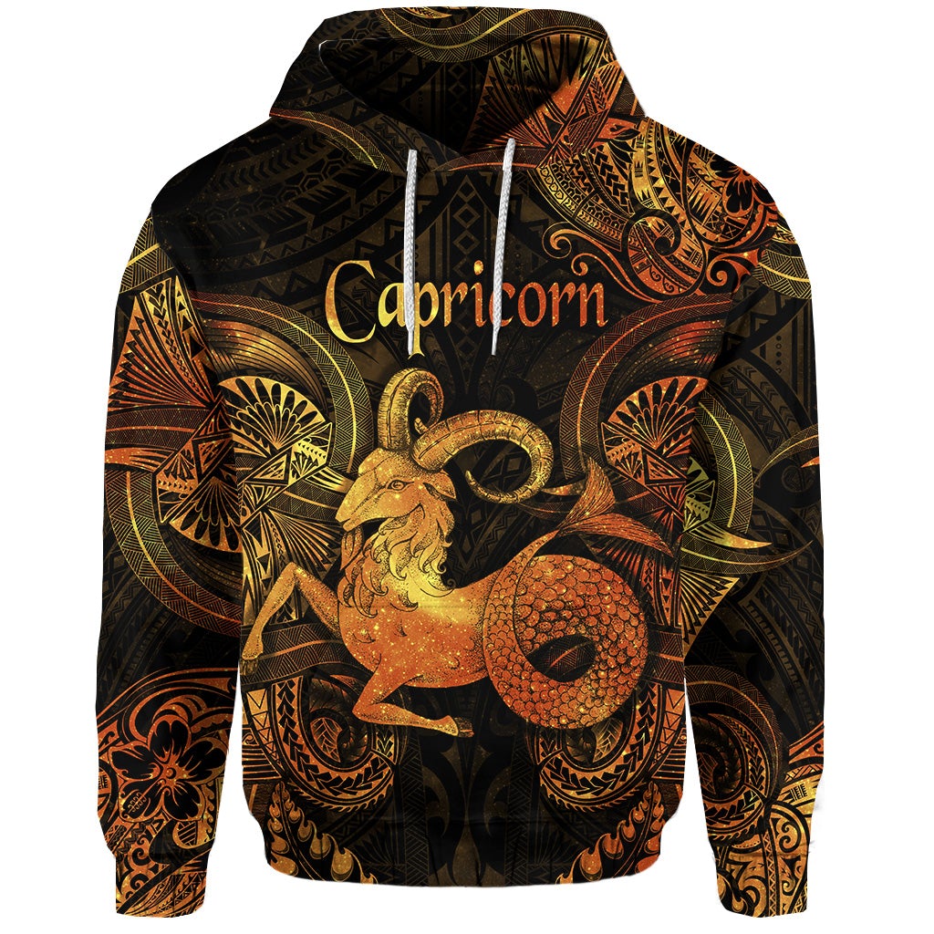 Custom Capricorn Zodiac Polynesian Hoodie Unique Style Gold LT8 - Wonder Print Shop