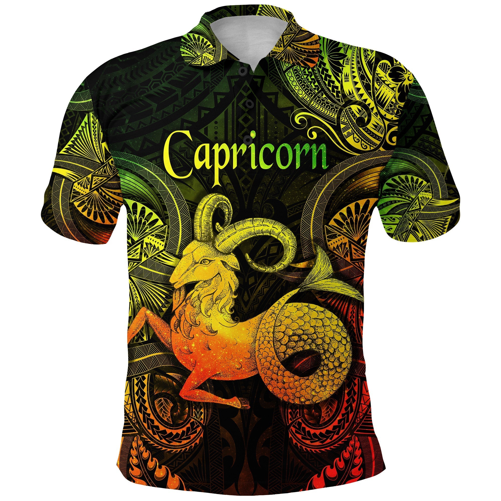 Custom Capricorn Zodiac Polynesian Polo Shirt Unique Style Reggae LT8 - Wonder Print Shop
