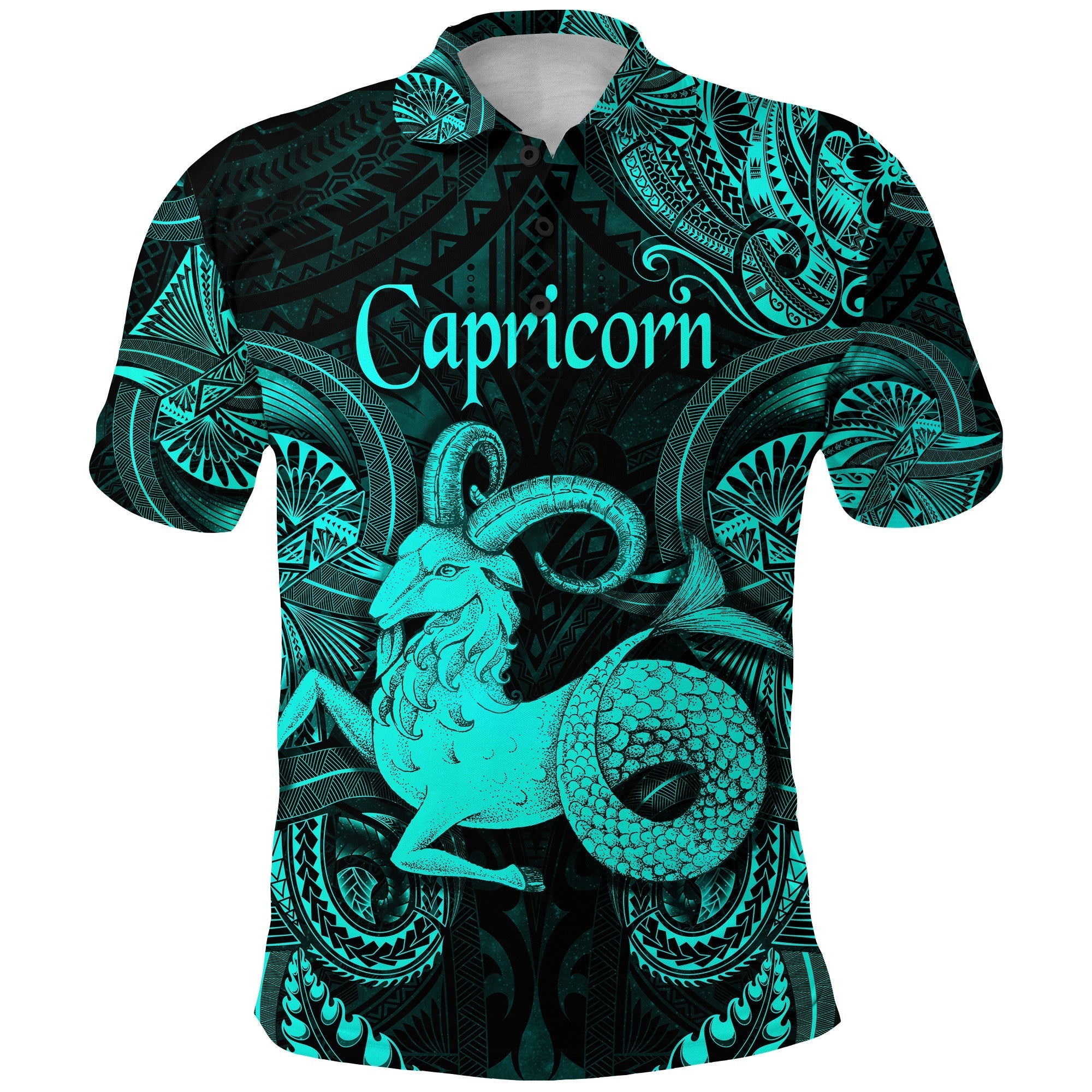 Capricorn Zodiac Polynesian Polo Shirt Unique Style Turquoise LT8 - Wonder Print Shop